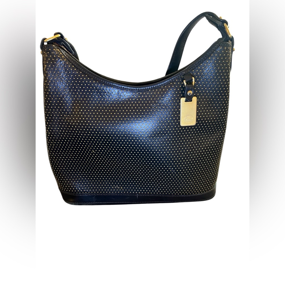 DOONEY & BOURKE  BLACK LEATHER RARE VINTAGE SHOULDER HANDBAG.
